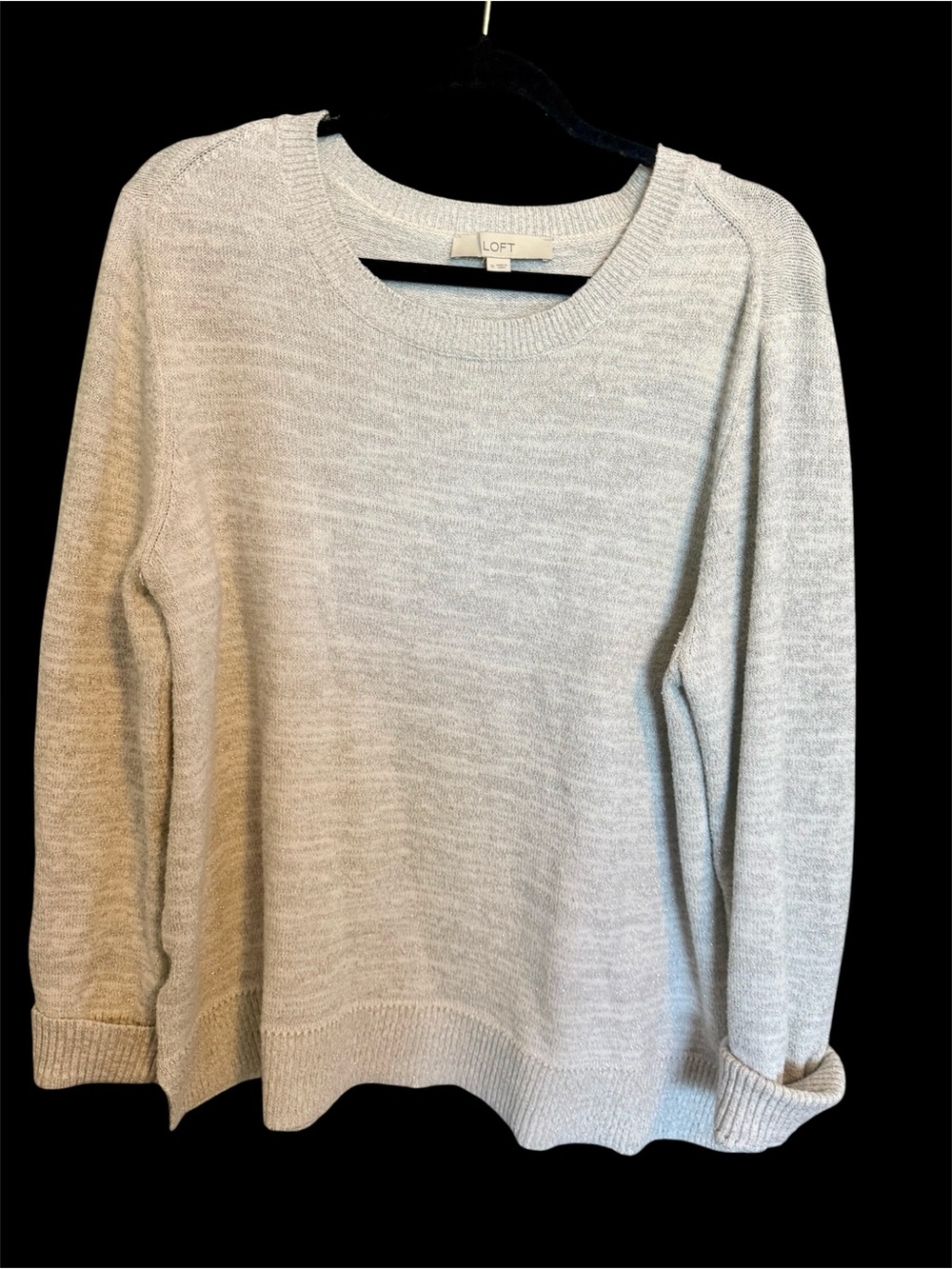 Women’s LOFT Light Heather Gray Scoop Crew Sweater Size X Latge
